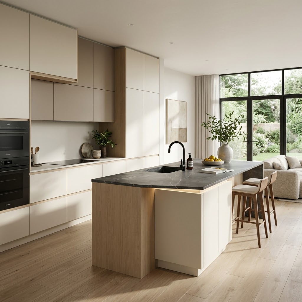 Светлая современная кухня в сканди стиле
